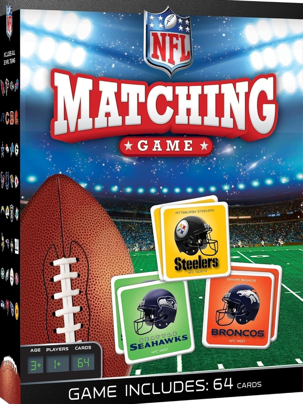 NFL Matching Game - Blue, Green, Yellow, Orange Cards